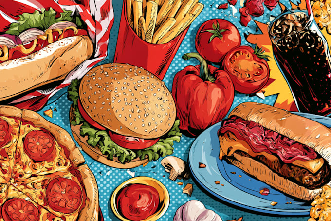 make a food pop art illustration