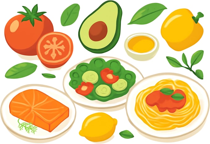 create vector food illustration for branding and digital use