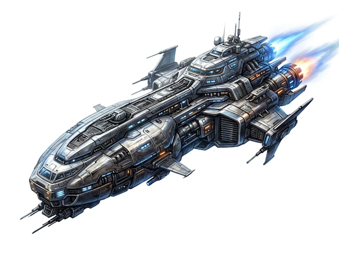 illustrate a sci fi spaceship design