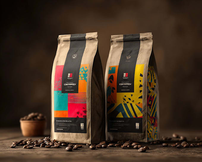 create a coffee bag, packaging and label sticker design