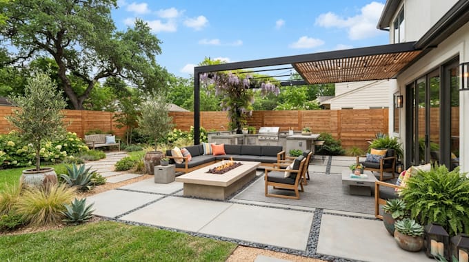 create a backyard design, patio design, deck plan, or pergola layout