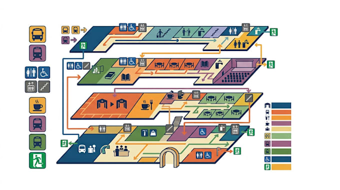 design university campus map, wayfinding signage map and visitor guide