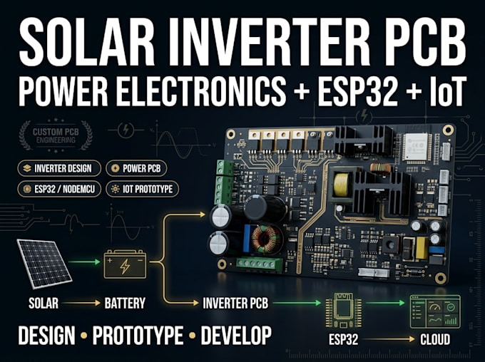 design solar inverter power electronics esp32 nodemcu iot pcb prototype