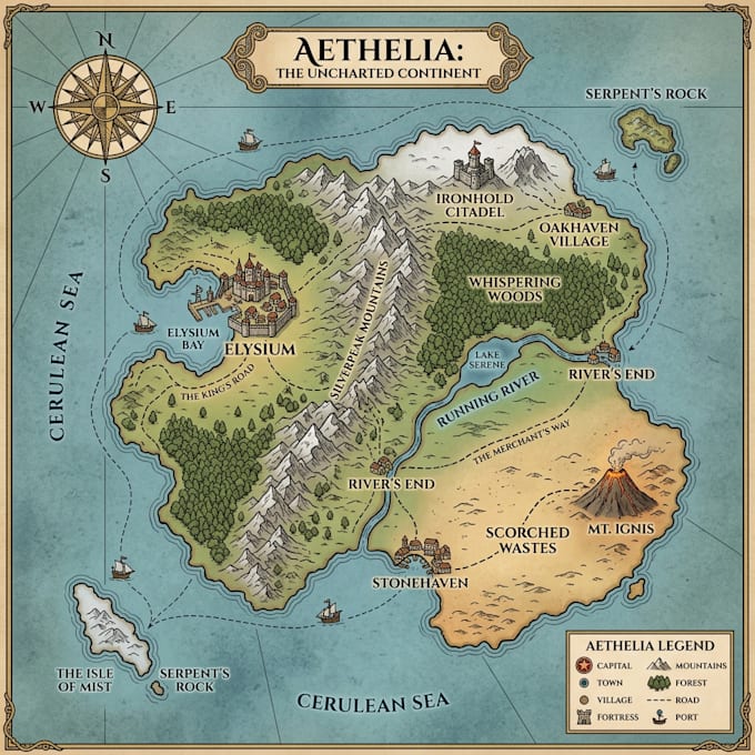 design a unique vector map, realistic or fantasy