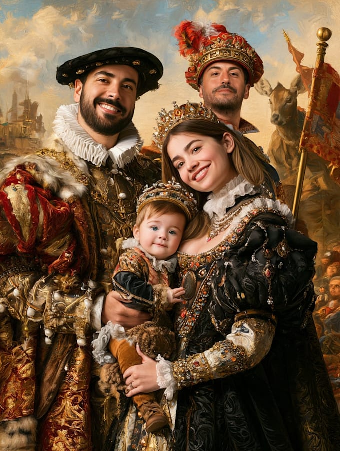 illustrate awesome royal couple portrait