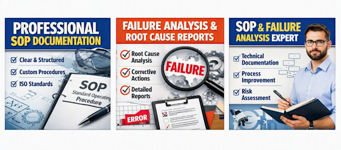 write sops, work instructions, and failure analysis reports