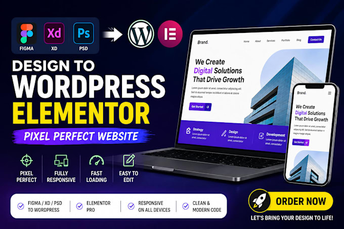 convert figma to wordpress elementor pro pixel perfect website