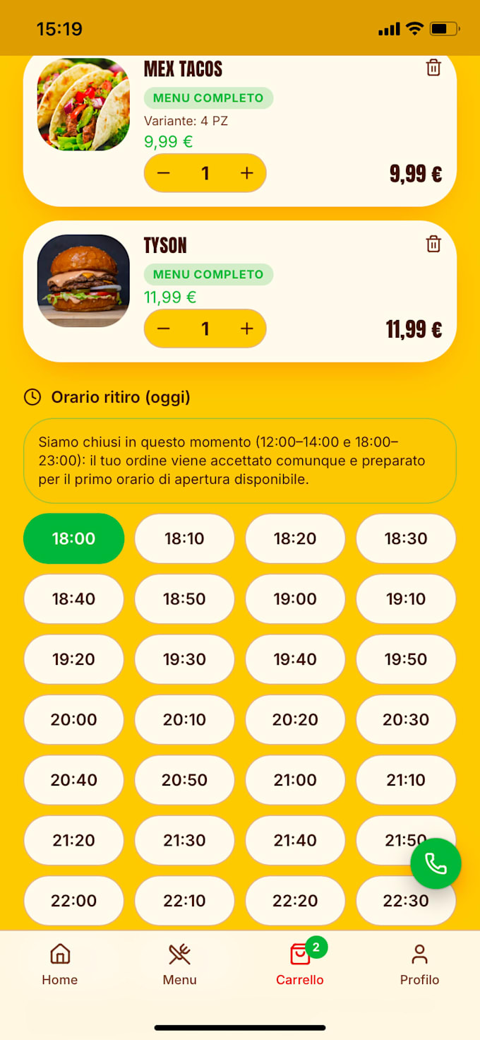design a modern restaurant website with online ordering