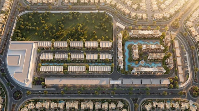 remodel master plan, 3d aerial rendering, landscape  design, 3d community layout