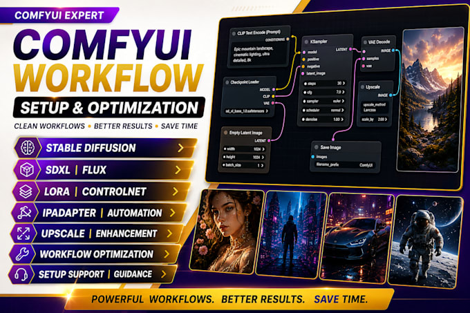 comfyui workflow stable diffusion sdxl flux lora controlnet ipadapter setup
