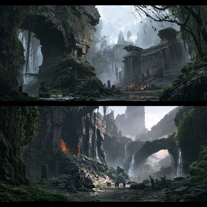 create 2d game environment concept art and illustration