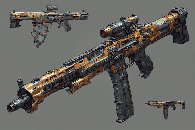 draw your weapon concept art in awesome details