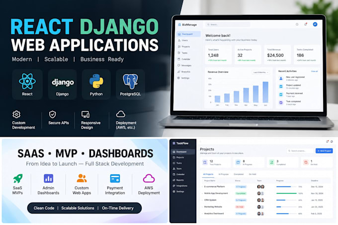 build react django saas mvps and web apps