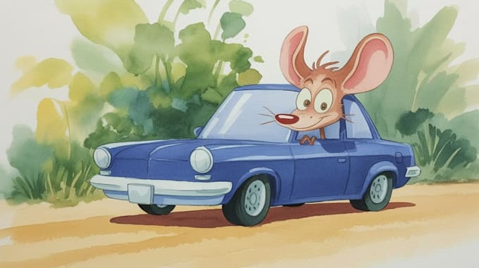 create illustration cartoon car rat fink style