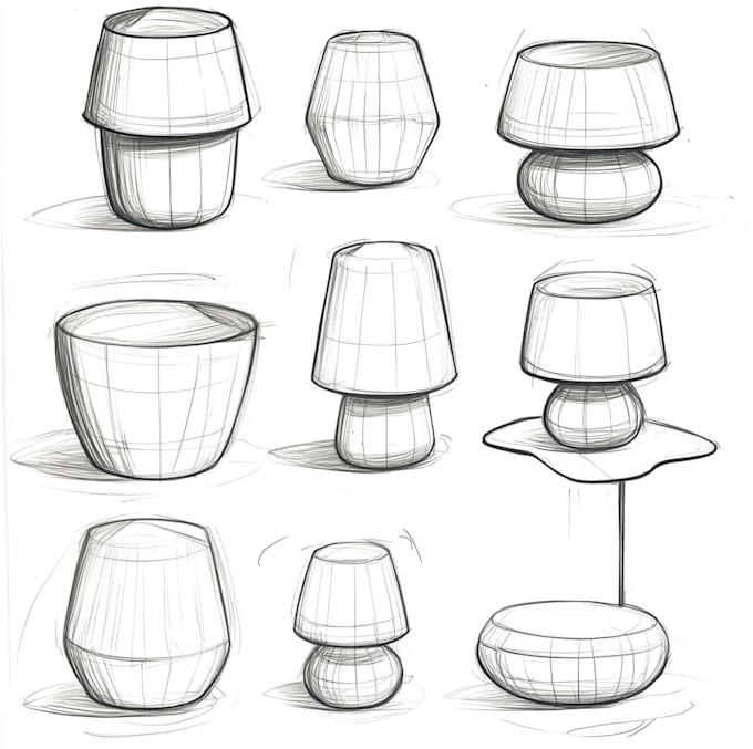 make industrial design lamp sketches modeling design