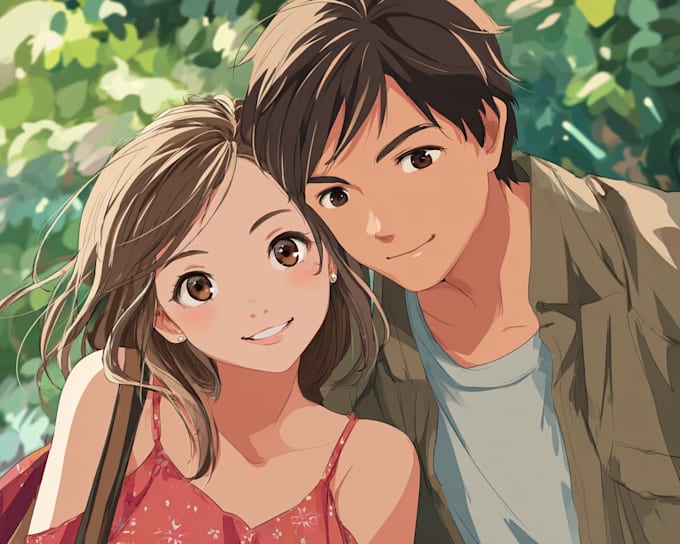 draw anime couple illustration