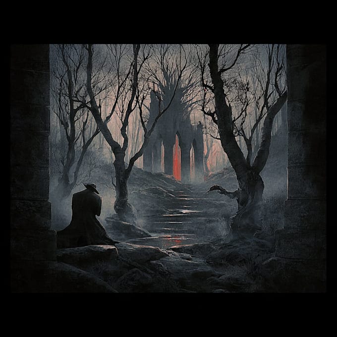 draw dark art illustration with engraving style