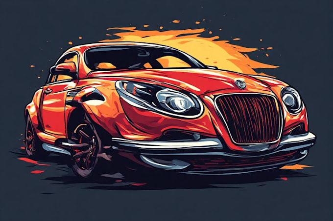 draw your car into vector cartoon portrait