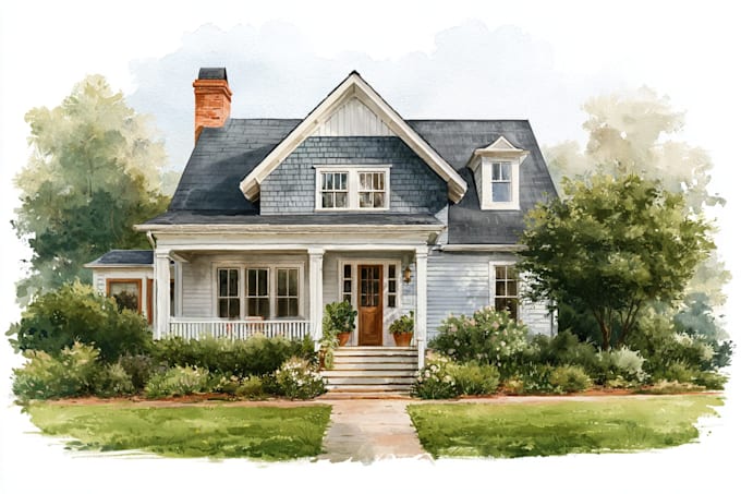 draw watercolor house portrait