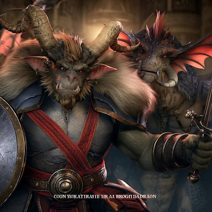 create a dark fantasy beast warrior character illustration