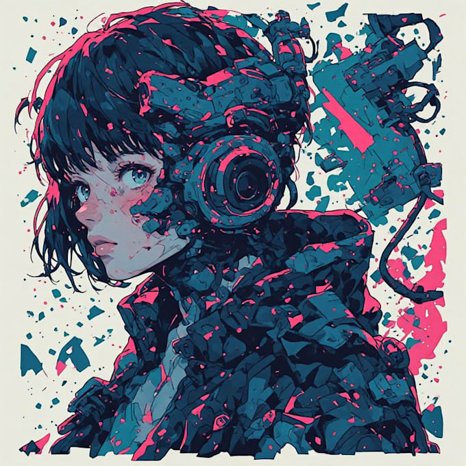 make cyberpunk illustration anime for poster music cover