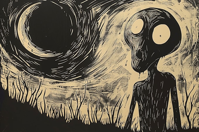 draw high quality illustration in linocut style