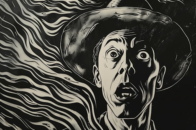 draw linocut illustration for linocut design