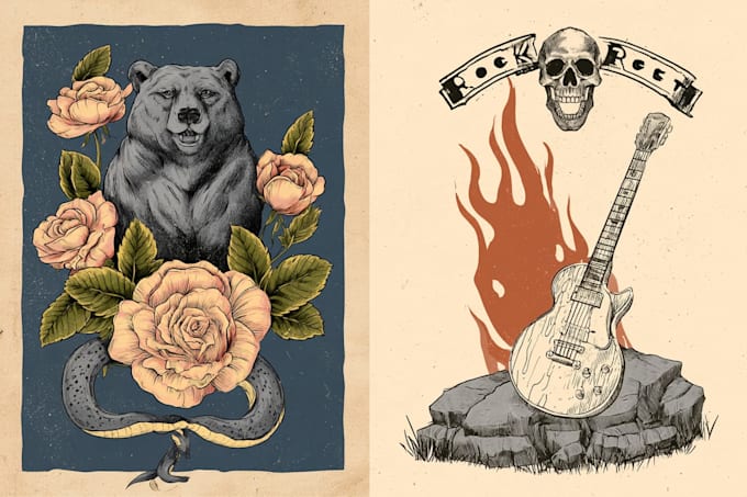 draw a unique illustration in a vintage style