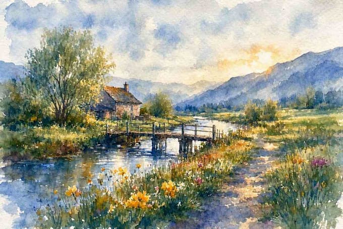 paint landscape watercolor painting