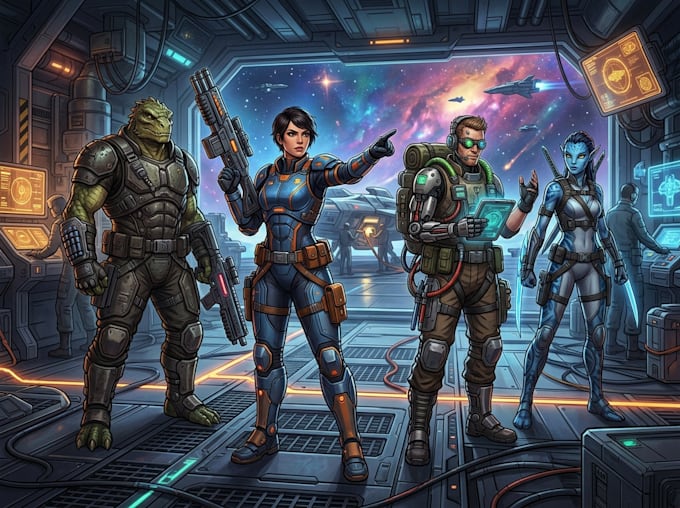sci fi character illustration or sci fi character