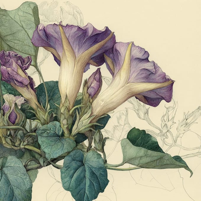 draw hand drawn botanical line art for tattoo packaging