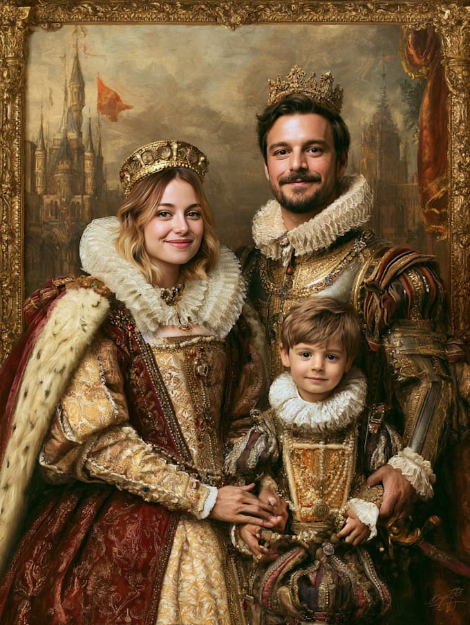 create renaissance royal family, royal couple portrait