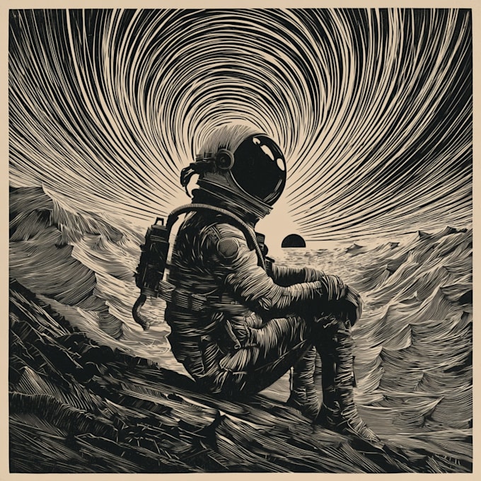create artistic linocut illustration