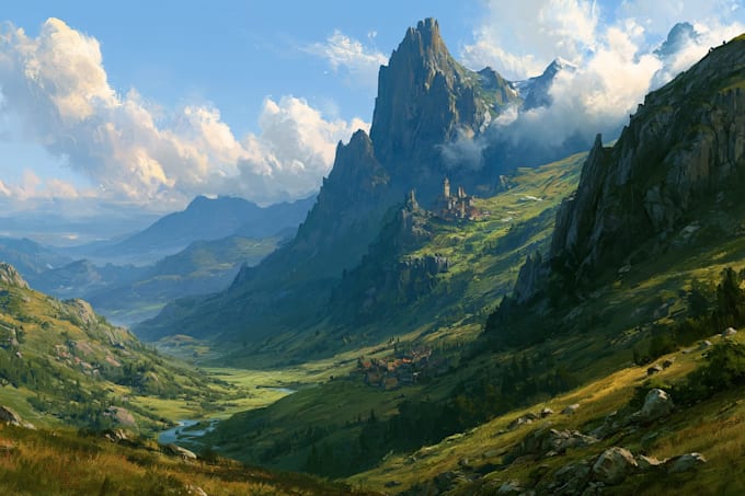 amazing fantasy landscape illustration