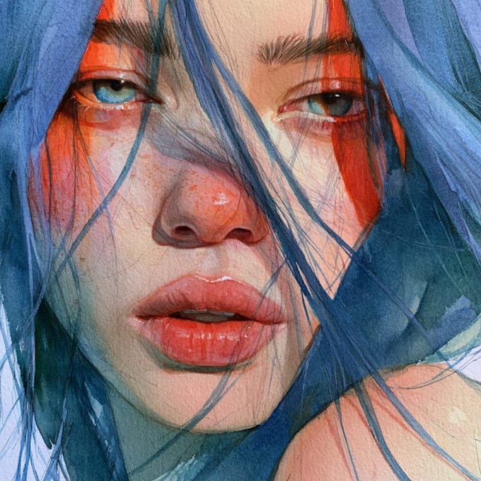 draw handmade watercolor portrait