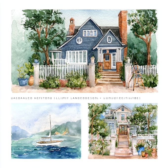 do digital watercolor home portrait illustration