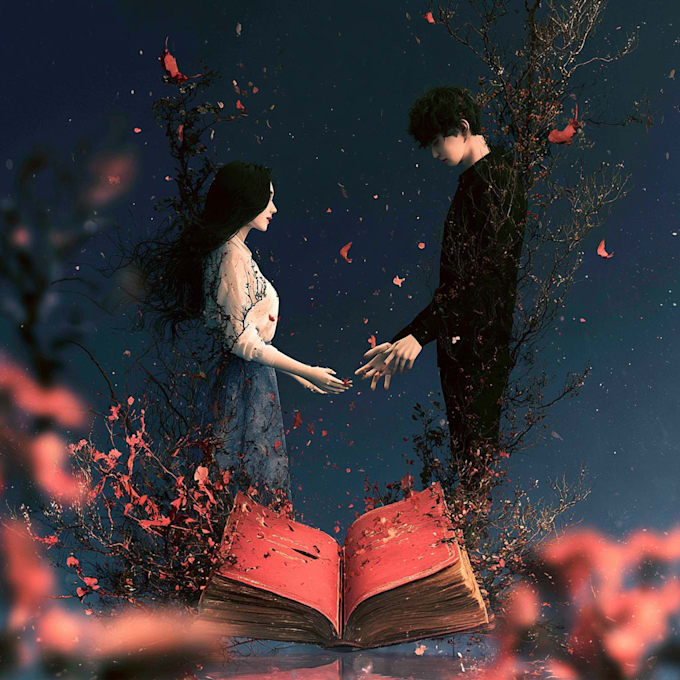 do design creative romantic book or ebook cover