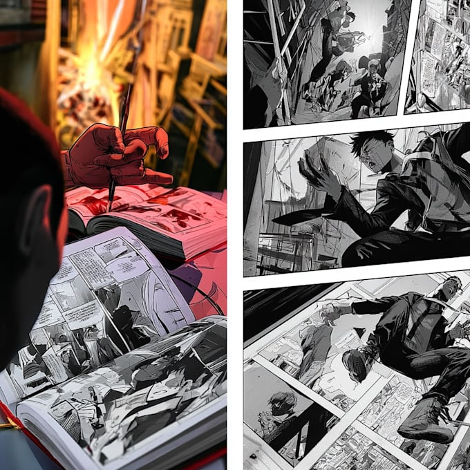 draw a unique comic book page or manga page