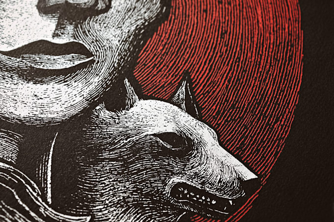 create awesome linocut illustration or linocut imitation