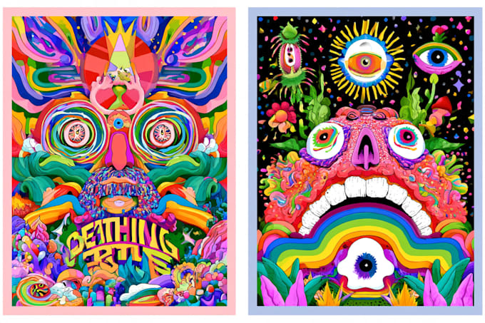 do amazing psychedelic and trippy illustration