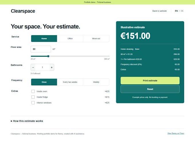 build a custom price calculator for your service website