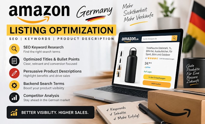 write and optimize amazon germany listing, SEO product description and keywords