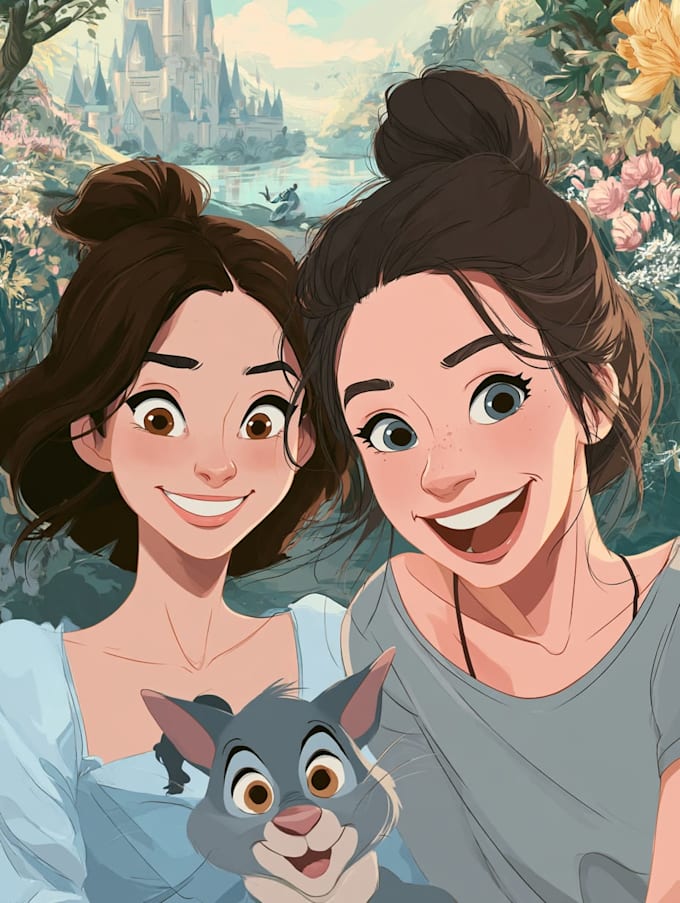 make a disney children cartoon illustration