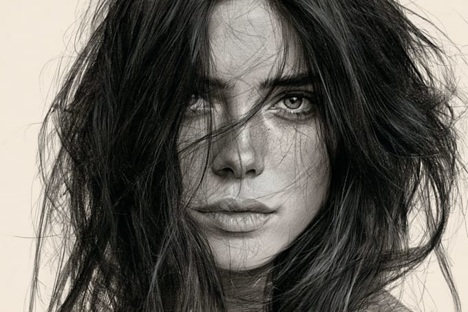 create detailed charcoal pencil sketch artwork for you