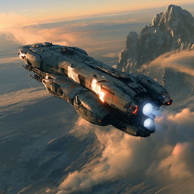 design futuristic spaceship artwork for you