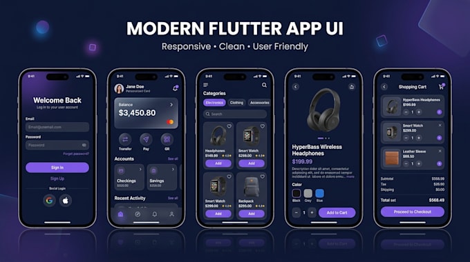 develop a flutter mobile app with clean code