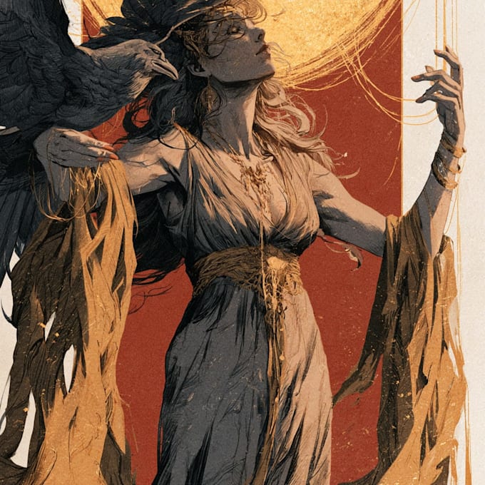 create custom tarot card character illustrations