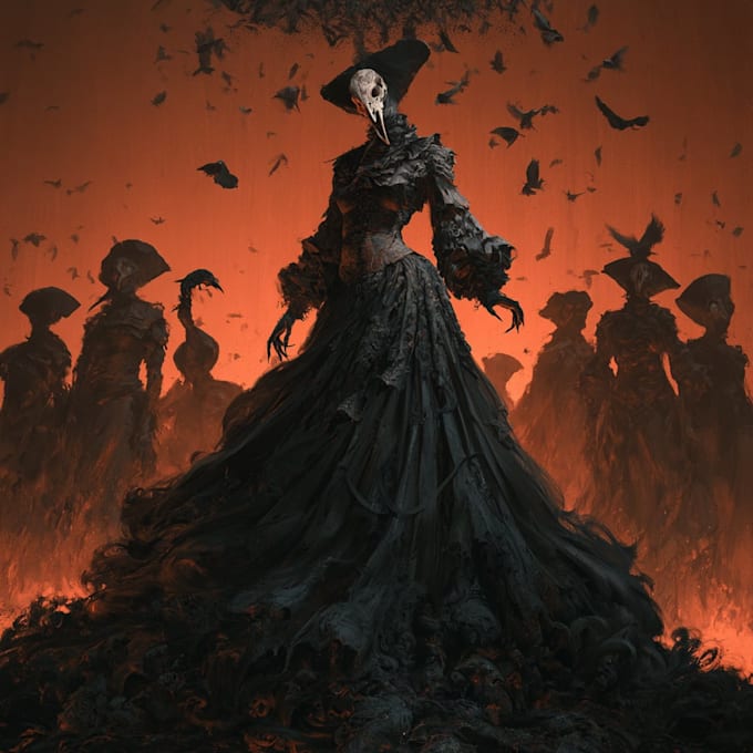 create realistic dark art horror illustrations