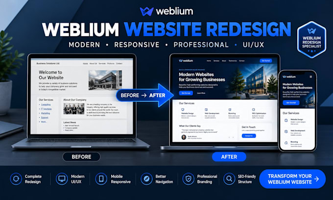 do weblium website redesign revamp modern responsive business website UI UX