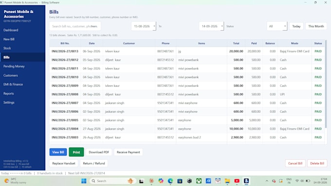 develop inventory ,billing , pos and customer management desktop software